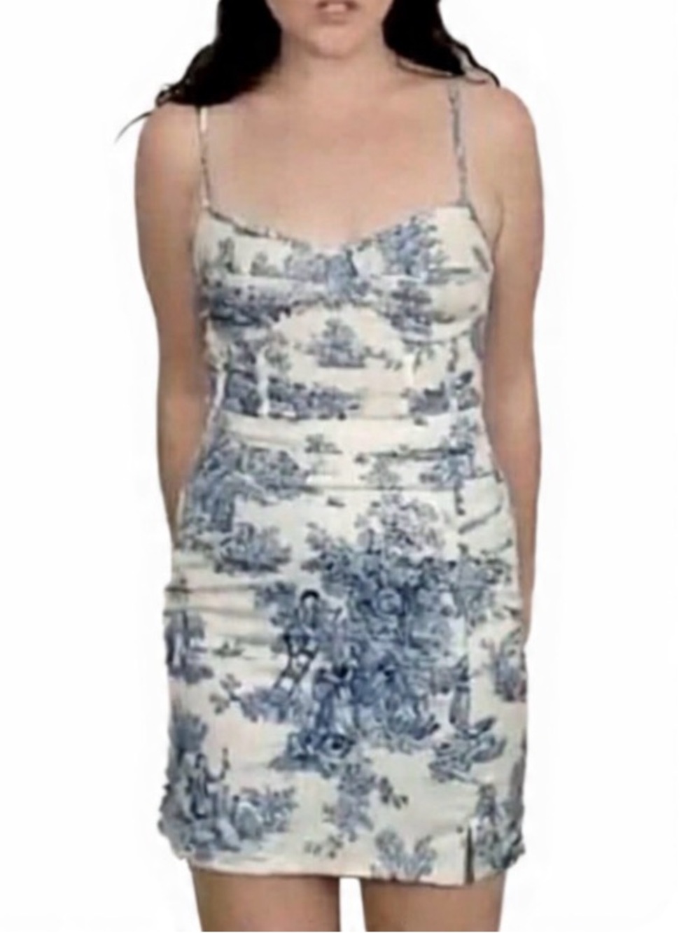 NWT CIDER Toile De Jouy Blue\White Satin Mini Skirt S